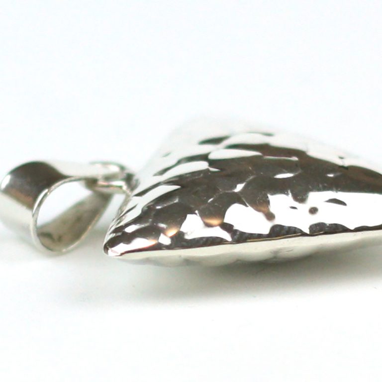 triangle pendant with hammered effect finish