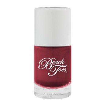 Deep red nail polish by Beach Toes, Cruelty free, Vegan, Chip resistant