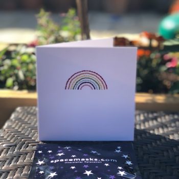 Mooch x Kitty Ricco - Handmade Rainbow card & Spacemask