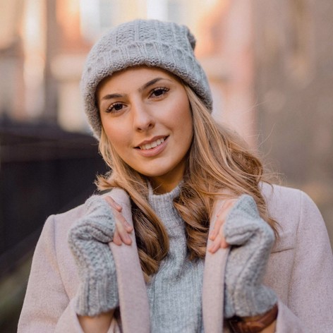 ladies grey bobble hat