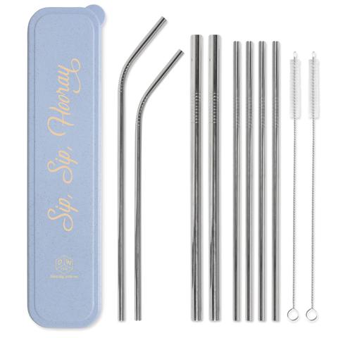 Stainless Steel Straw set in compact case