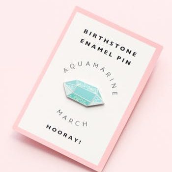 aquamarine march birthday enamel pin