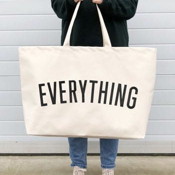 white really big everything canvas bag