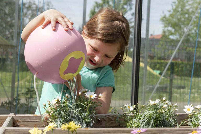 toddler bucket watering plants