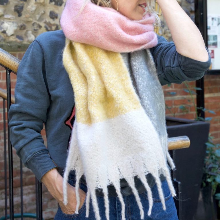 Pink, Yellow and Grey Scarf