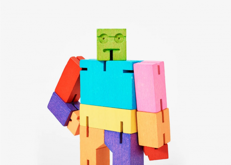 rainbow wooden cubebot