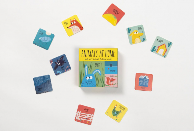 matching memory game, animals at home