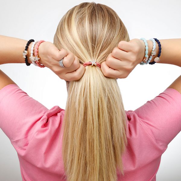 hairband bracelet by eloise in coral pink