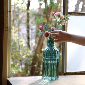 teal green bottle vase