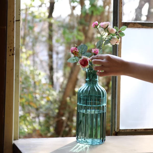 teal green bottle vase