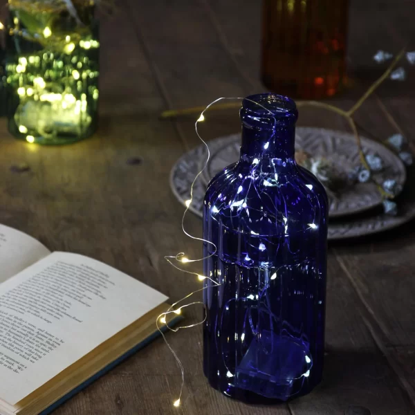 Blue Bottle Vase with lights in