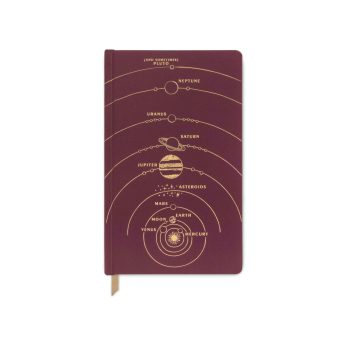 notebook with planets front cover. space themed notebook