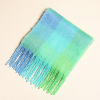 Green & Blue Check Oversized Scarf