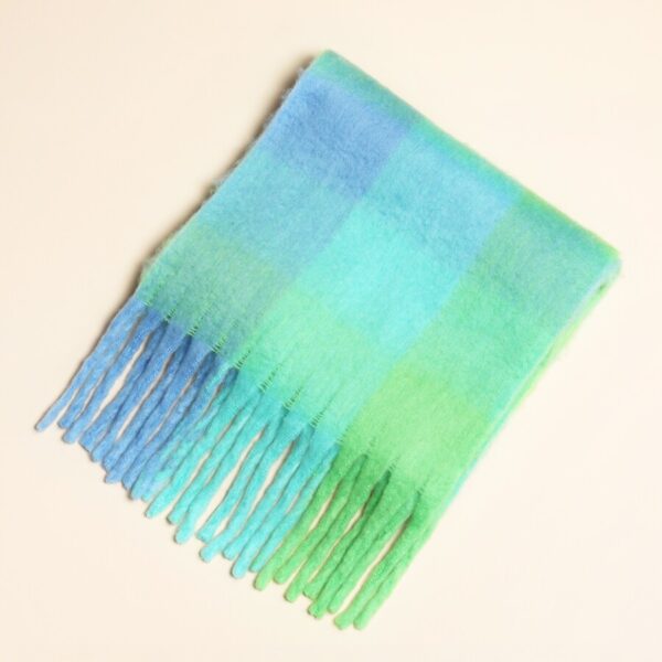Green & Blue Check Oversized Scarf