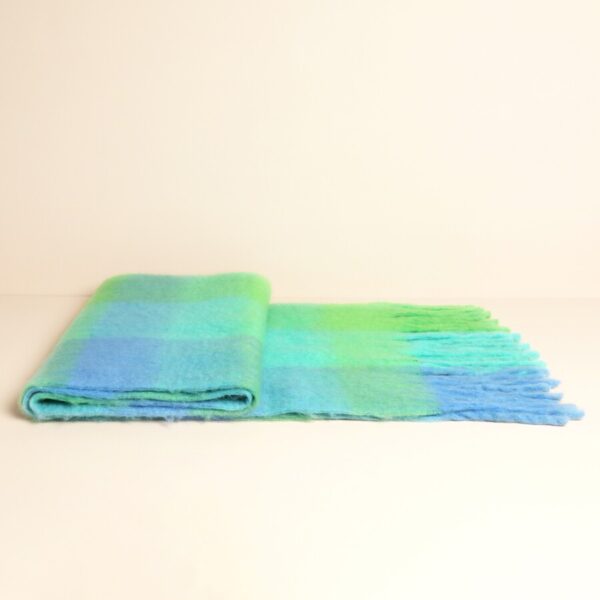 Green & Blue Check Oversized Scarf